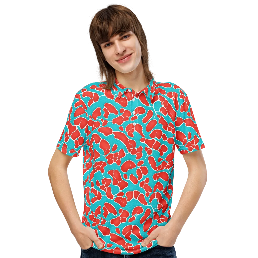 Turquoise Reef on Men's Slim Fit Polo Shirt — Front