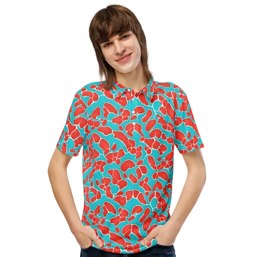Turquoise Reef on a Men's Slim Fit Polo Shirt