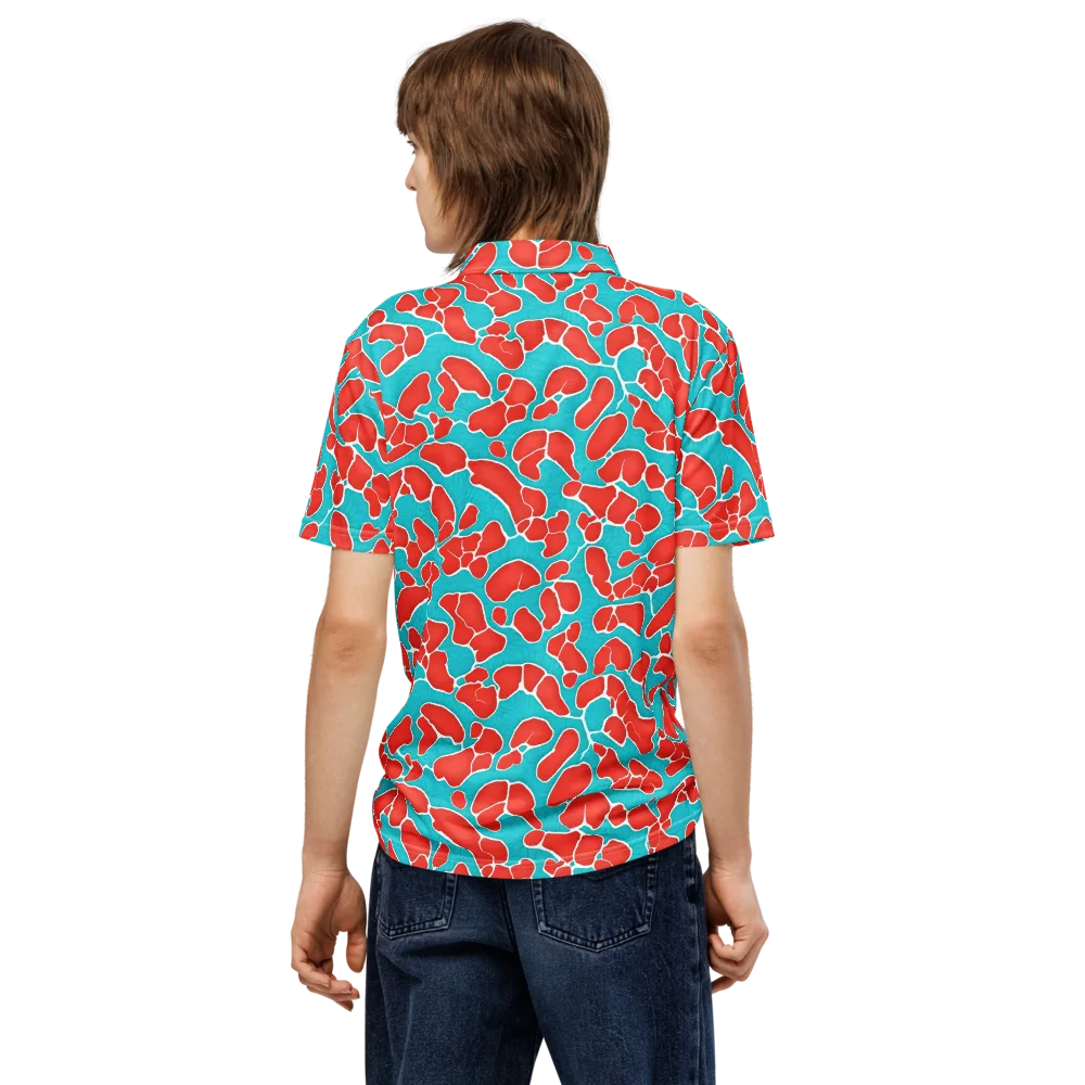 Turquoise Reef on Men's Slim Fit Polo Shirt — Back