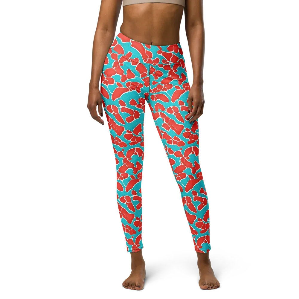 Turquoise Reef on Yoga Leggings — Front