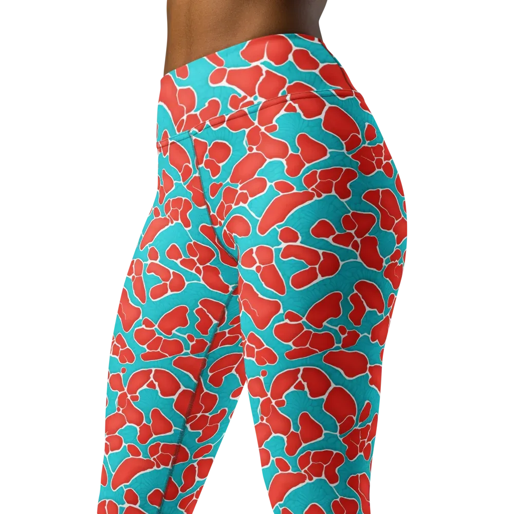 Turquoise Reef on Yoga Leggings — Left Front