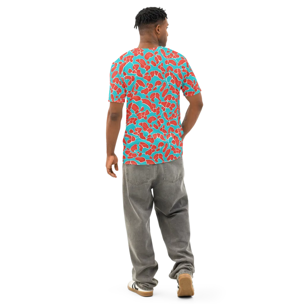 Turquoise Reef on Men's Cotton Crew Neck T-Shirt — Back