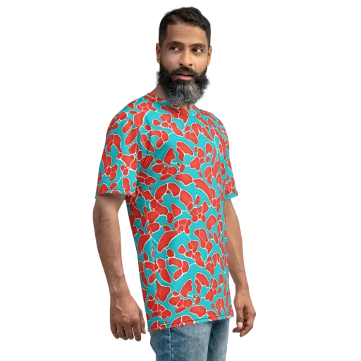 Turquoise Reef on a Men's Crew Neck T-Shirt