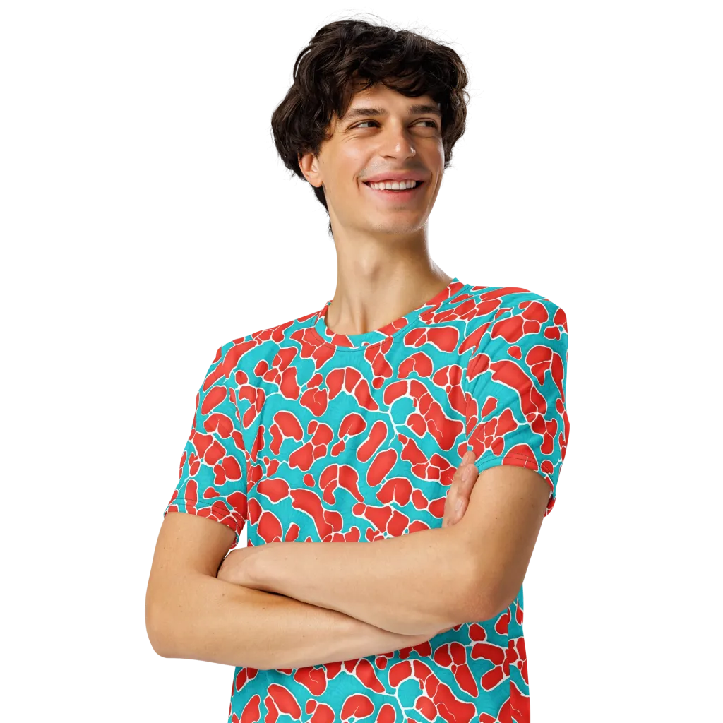 Turquoise Reef on Men's Crew Neck T-Shirt — Left Front