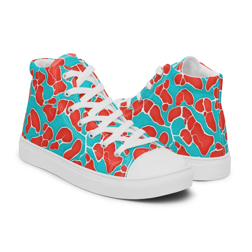 Turquoise Reef on Men's High Top Canvas Shoes — Right