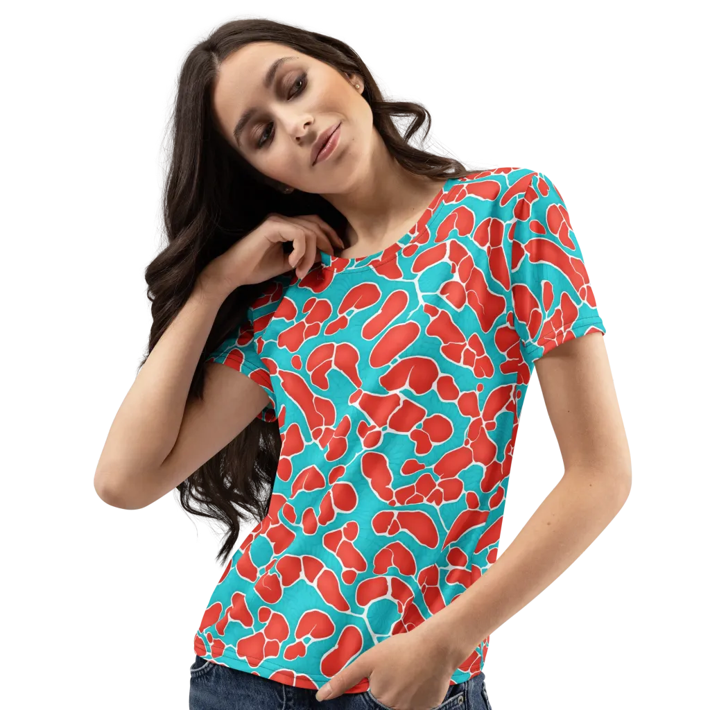Turquoise Reef on Women's Crew Neck T-Shirt — Left Front