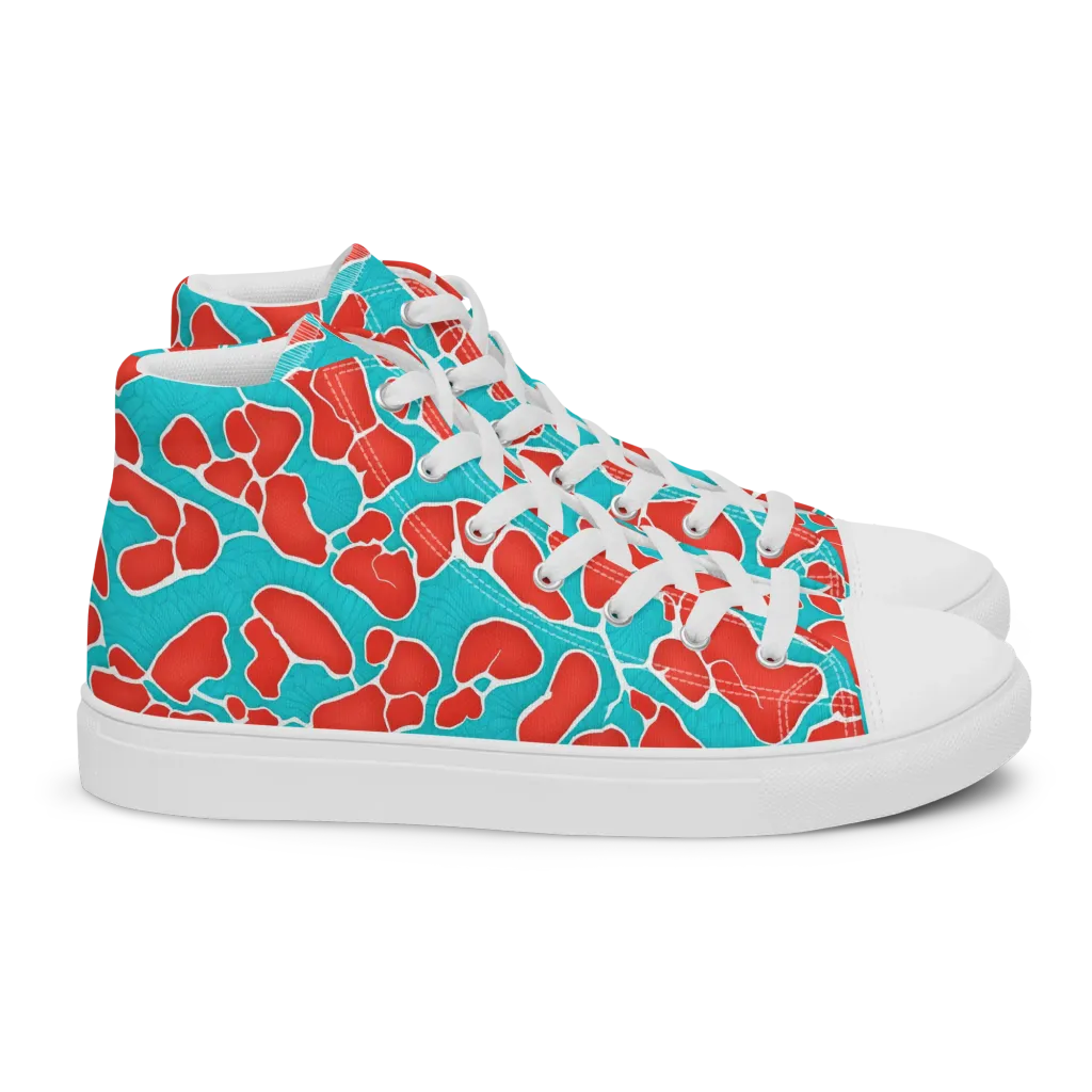Turquoise Reef on Women's High Top Canvas Shoes — Right