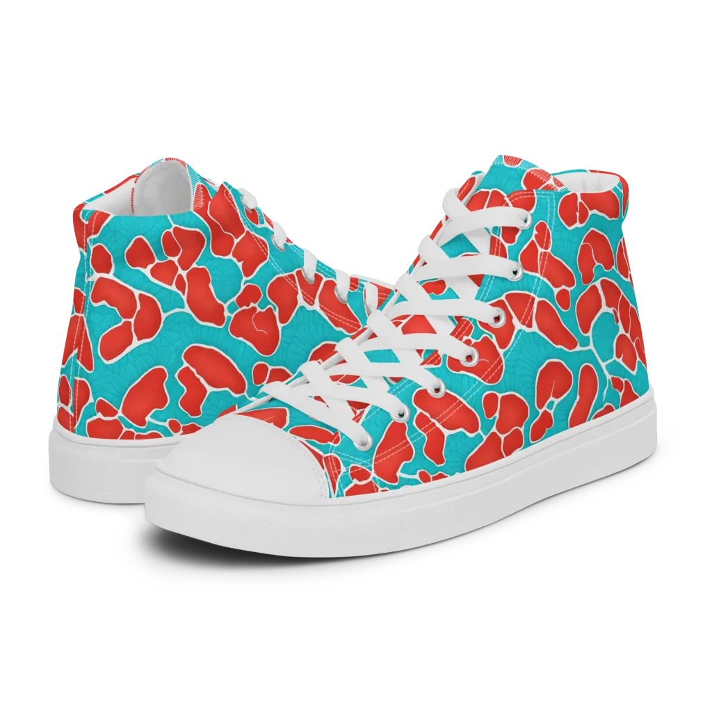 Turquoise Reef on Women's High Top Canvas Shoes — Left