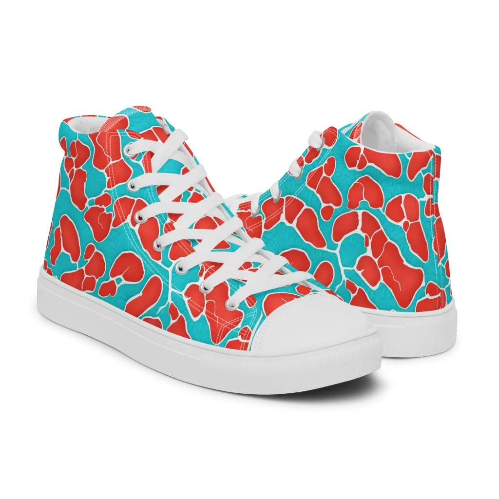 Turquoise Reef on Women's High Top Canvas Shoes — Right