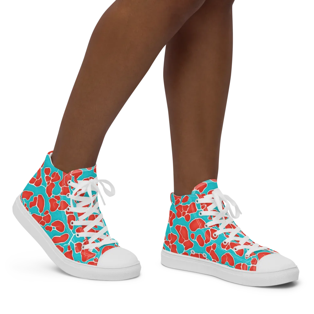 Turquoise Reef on Women's High Top Canvas Shoes — Right
