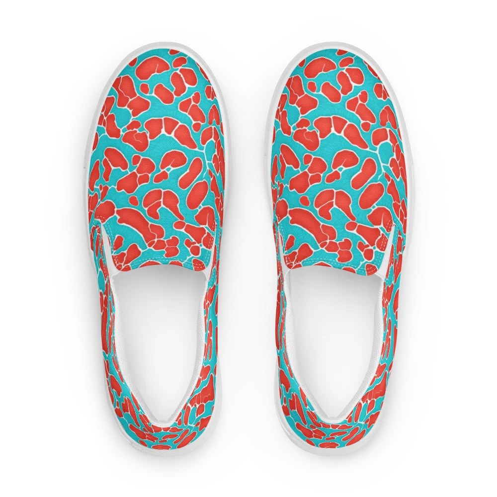 Turquoise Reef on Men's Slip-On Canvas Shoes — Front
