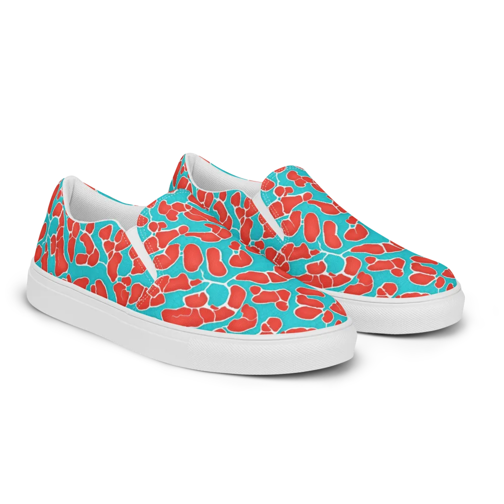 Turquoise Reef on Men's Slip-On Canvas Shoes — Right Front