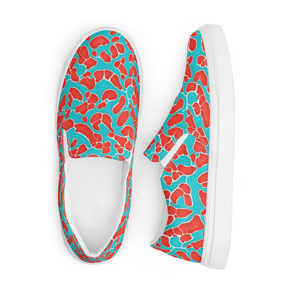Turquoise Reef on Men's Slip-On Canvas Shoes — Front
