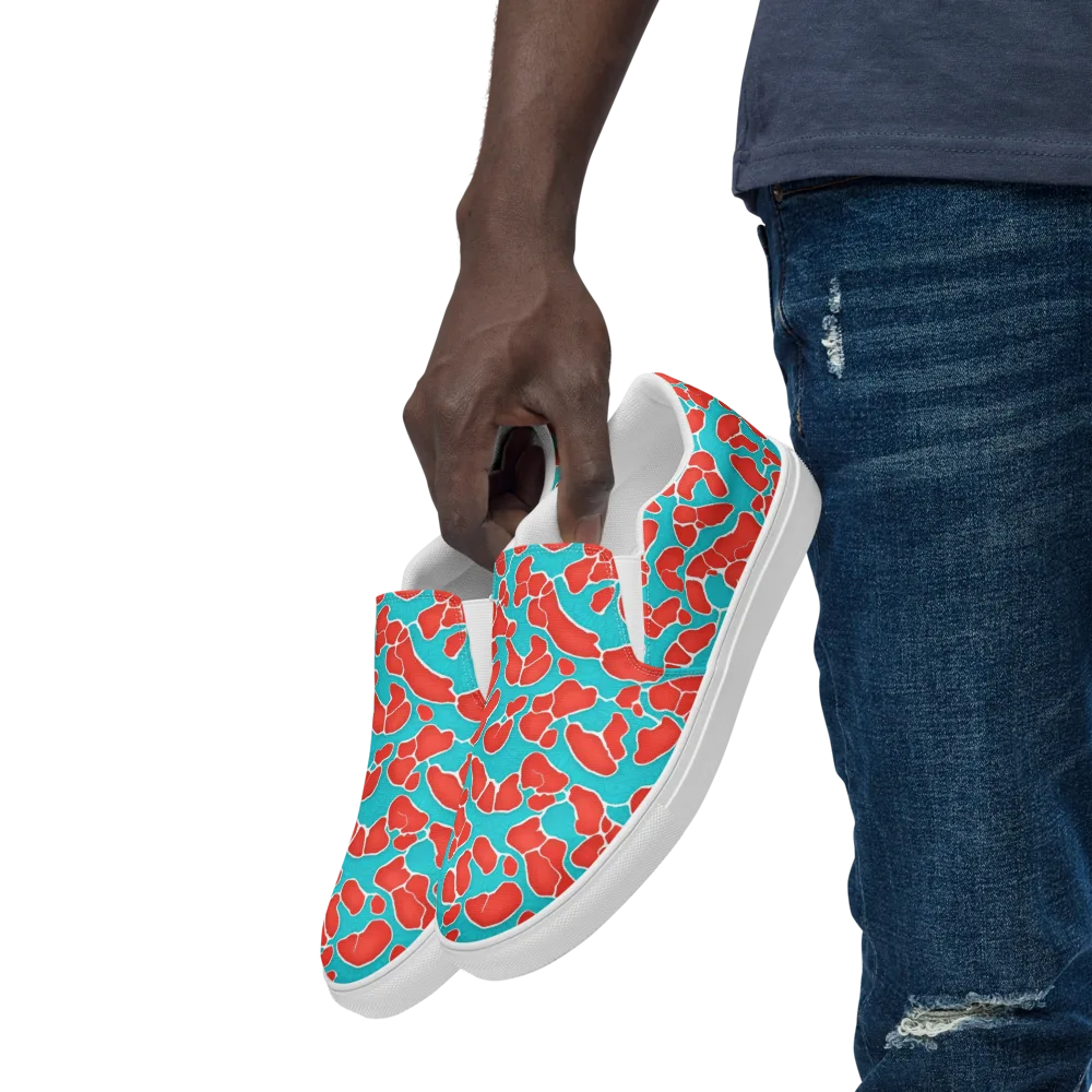 Turquoise Reef on Men's Slip-On Canvas Shoes — Left Front