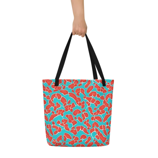 Turquoise Reef on a Large Tote Bag W/ Pocket