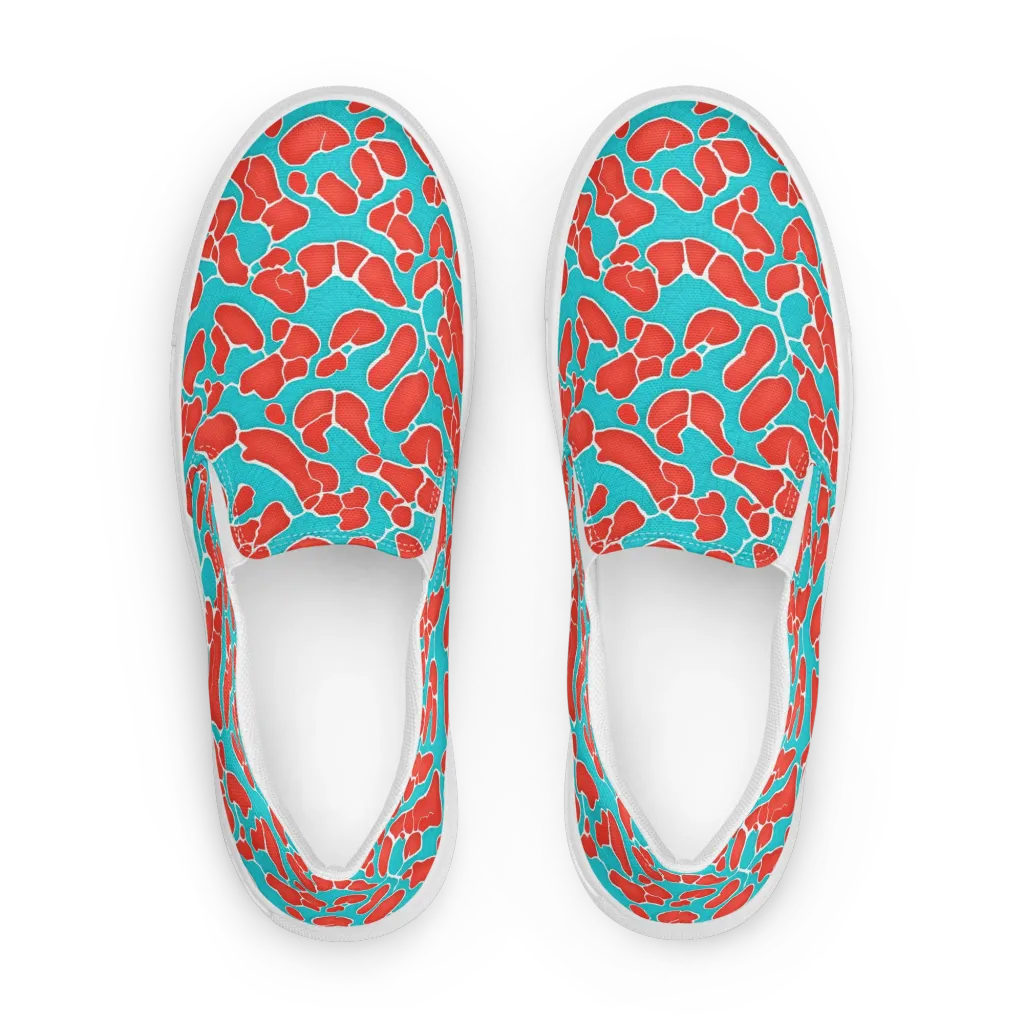 Turquoise Reef on Women's Slip-On Canvas Shoes — Front