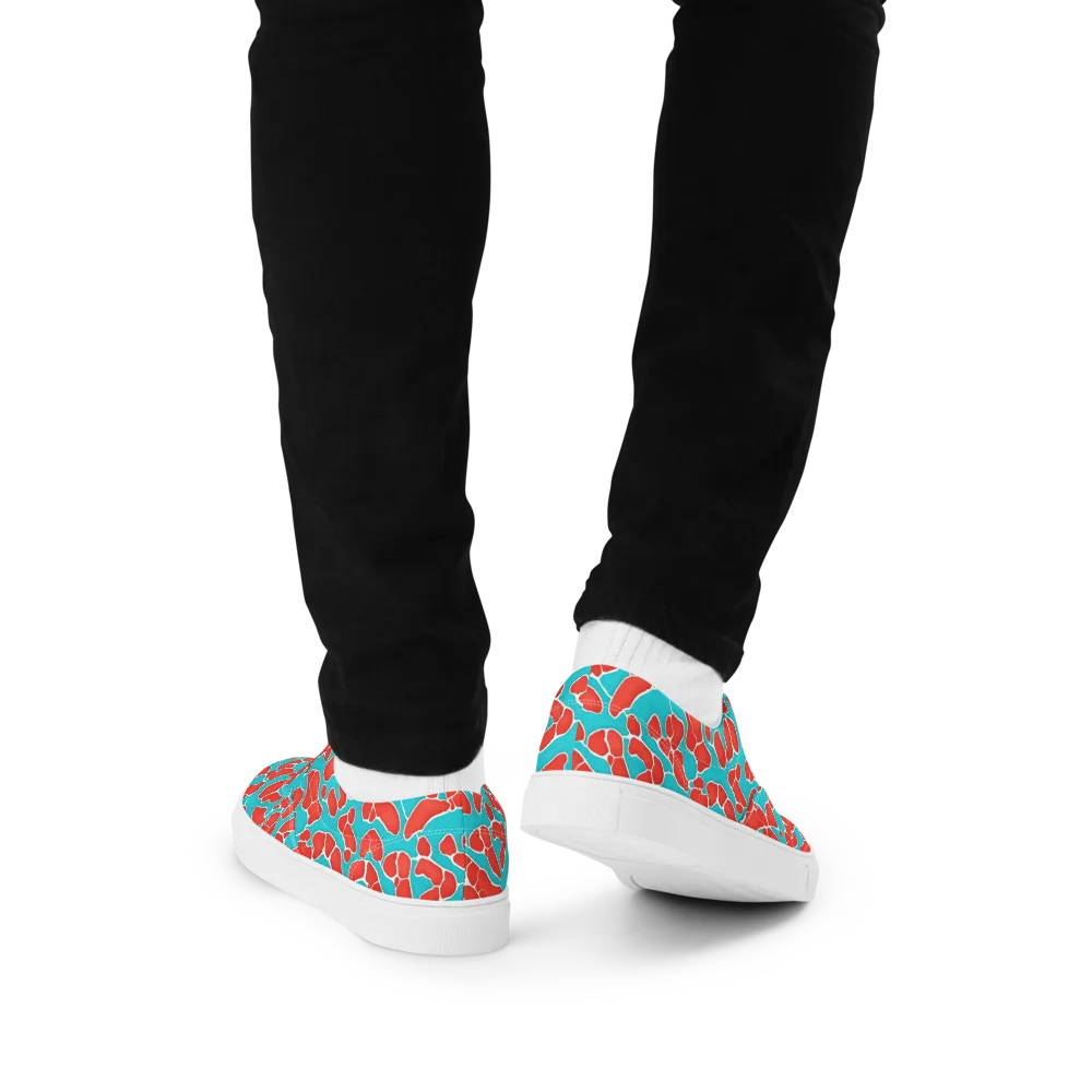 Turquoise Reef on Men's Lace-Up Canvas Shoes — Back
