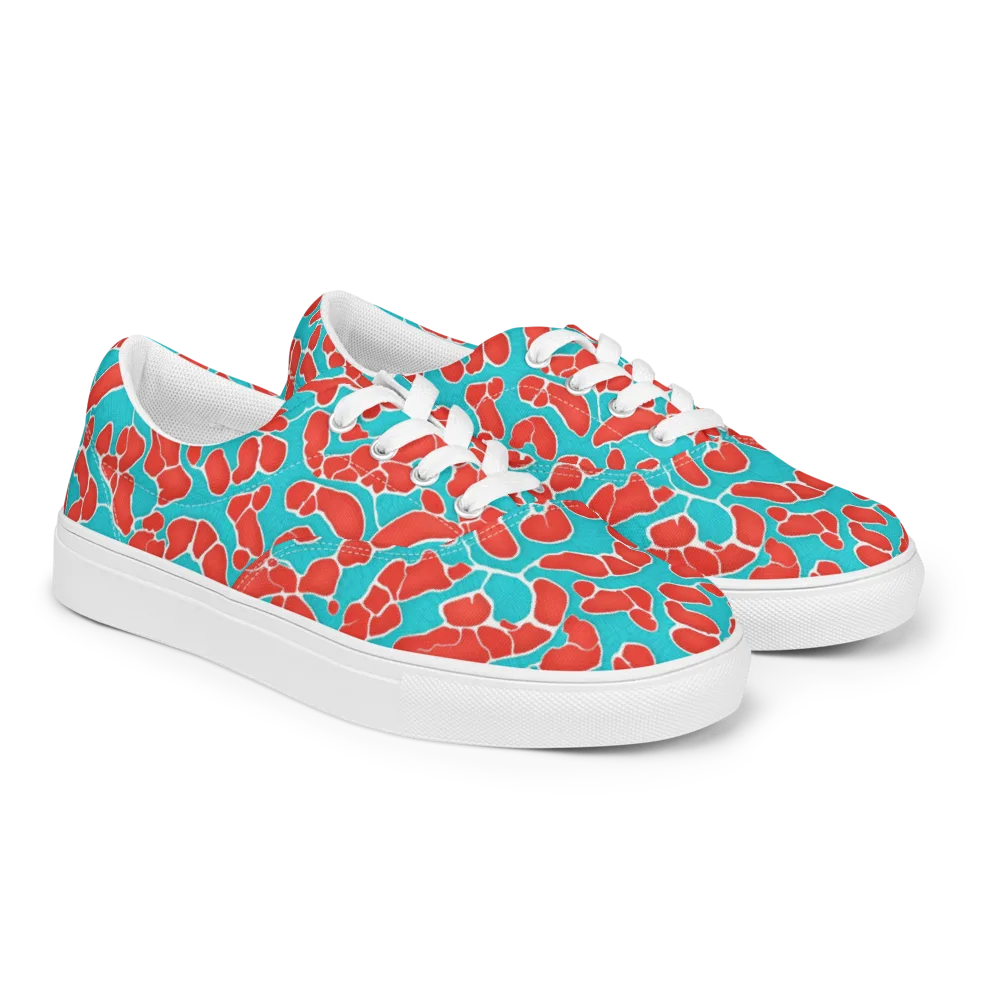 Turquoise Reef on Men's Lace-Up Canvas Shoes — Right Front