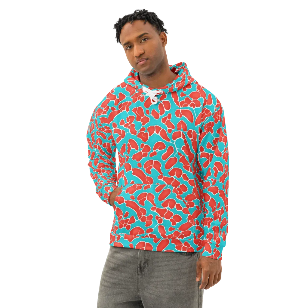 Turquoise Reef on Cotton Hoodie — Left Front