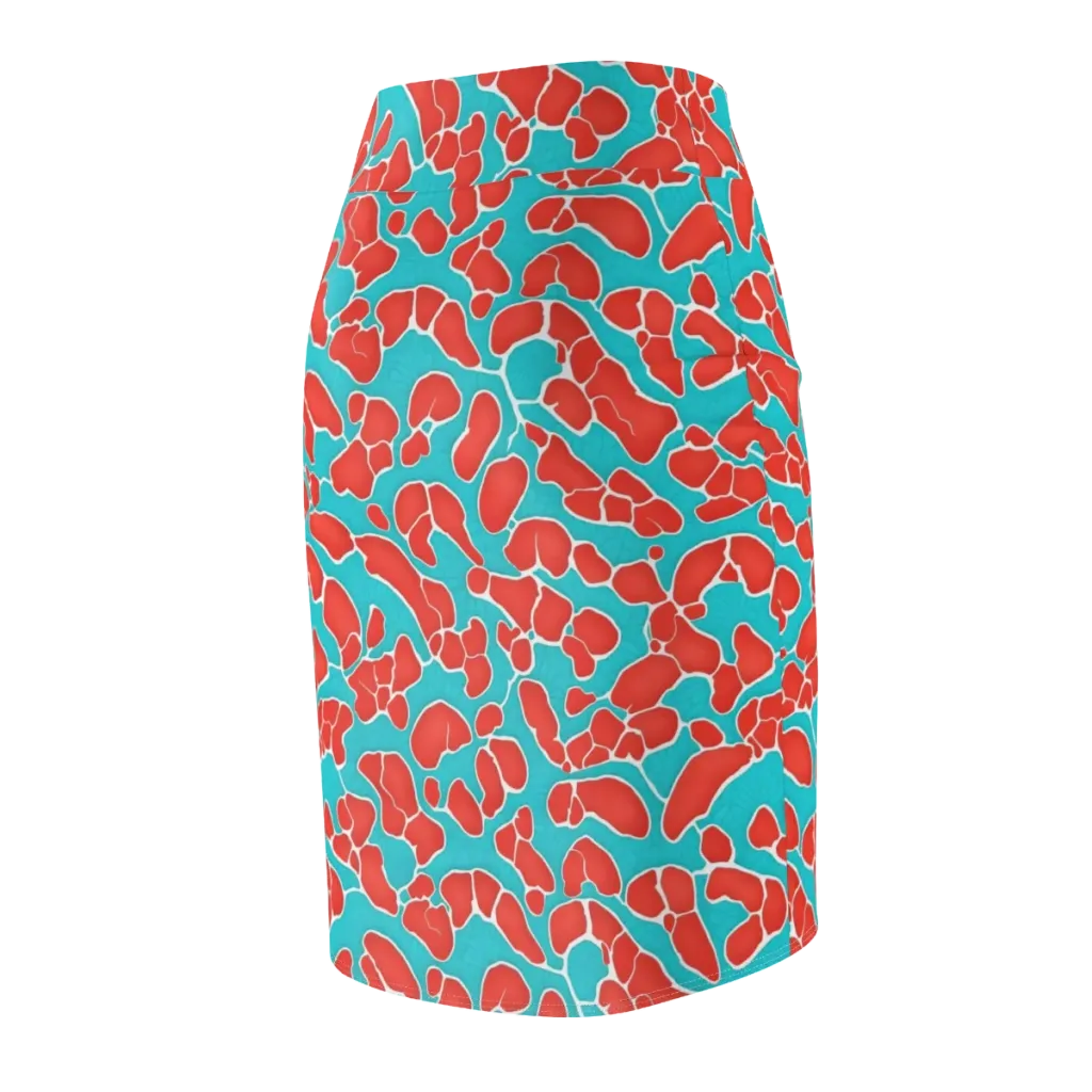 Turquoise Reef on Pencil Skirt — Back Side