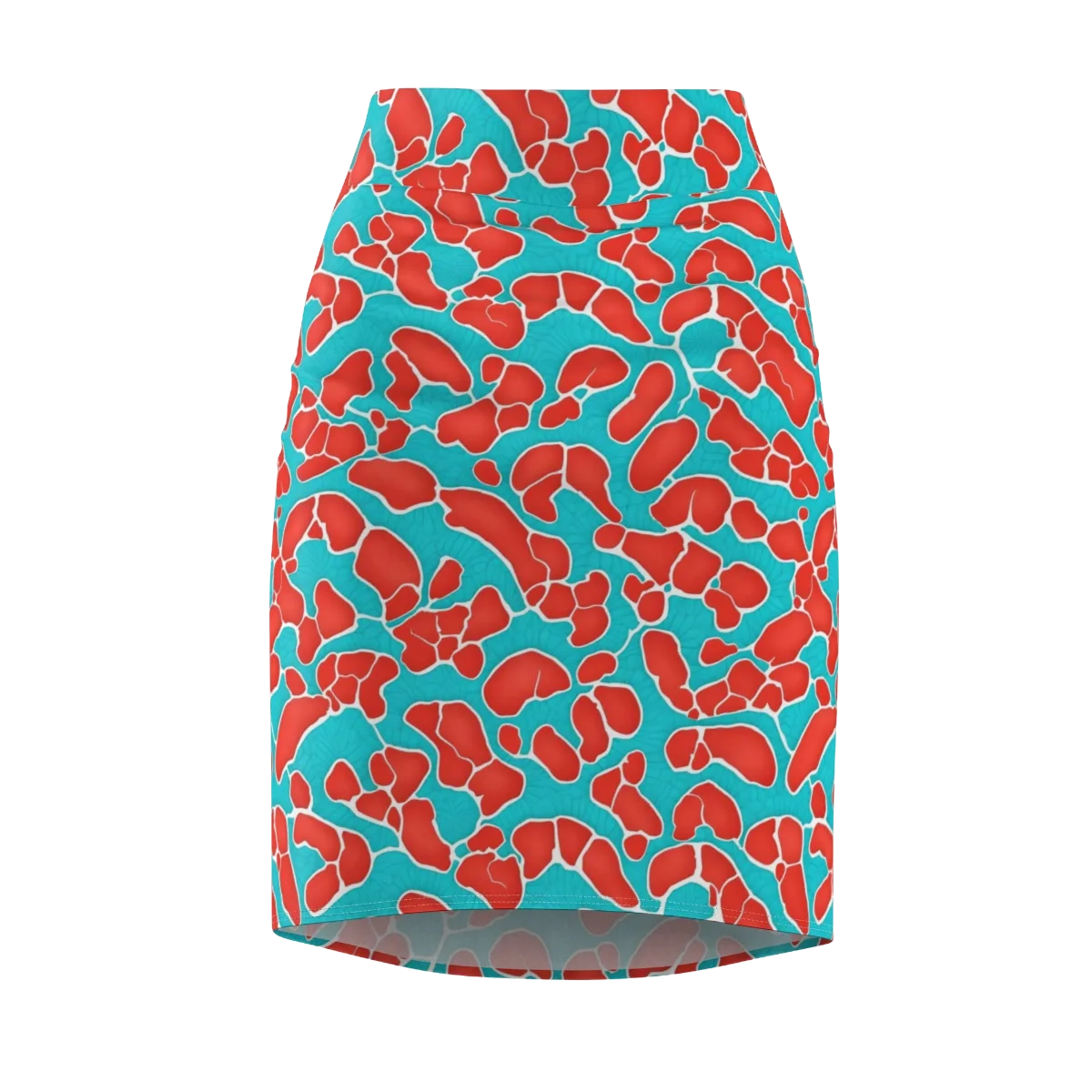Turquoise Reef on Pencil Skirt — Front