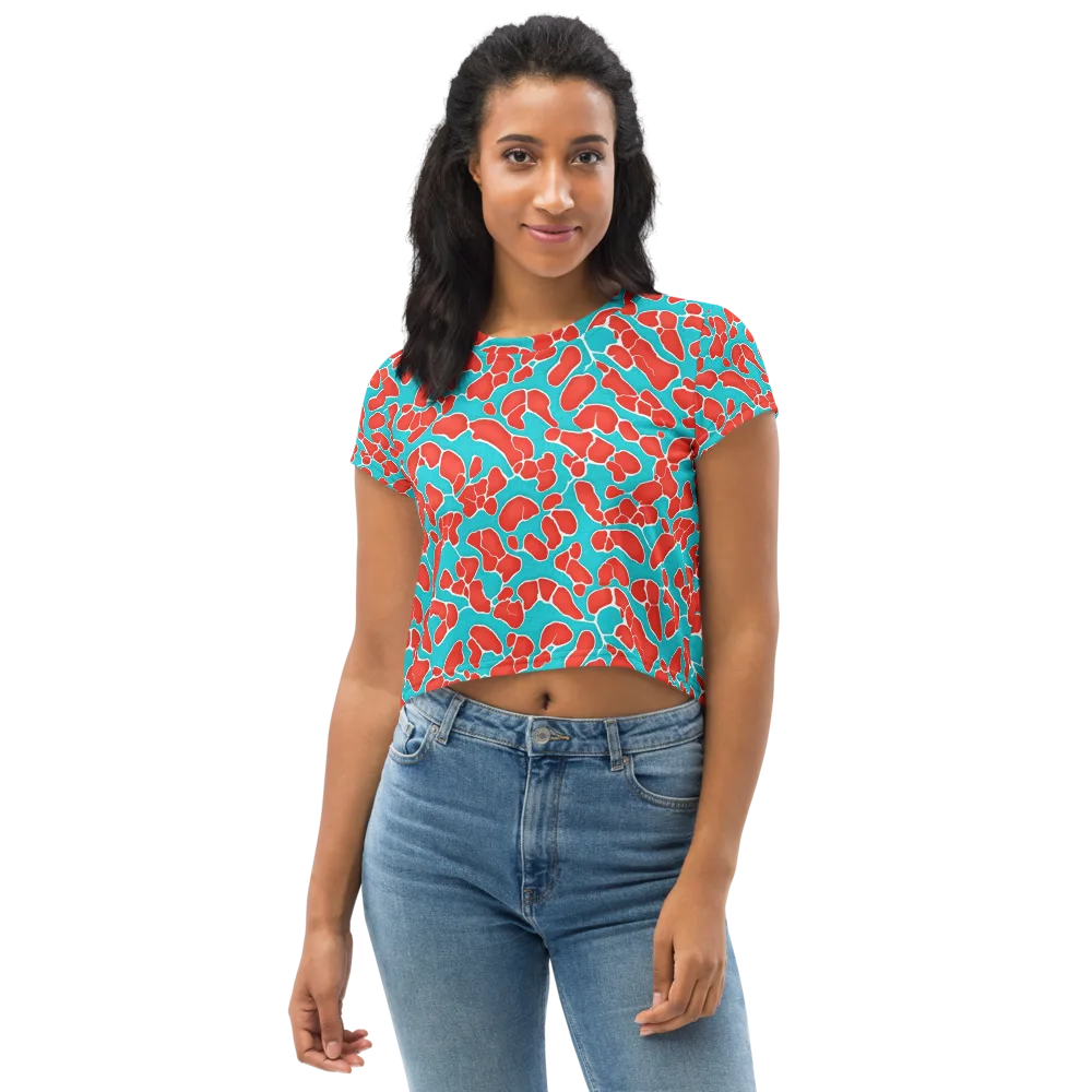 Turquoise Reef on Crop Tee — Front