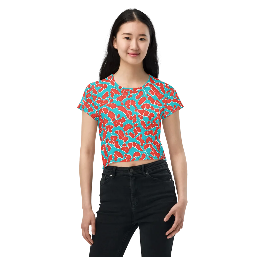 Turquoise Reef on Crop Tee — Front