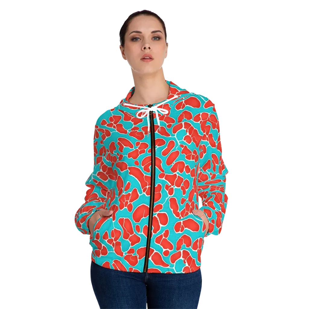 Turquoise Reef on Women's Full-Zip Hoodie — Front On Person