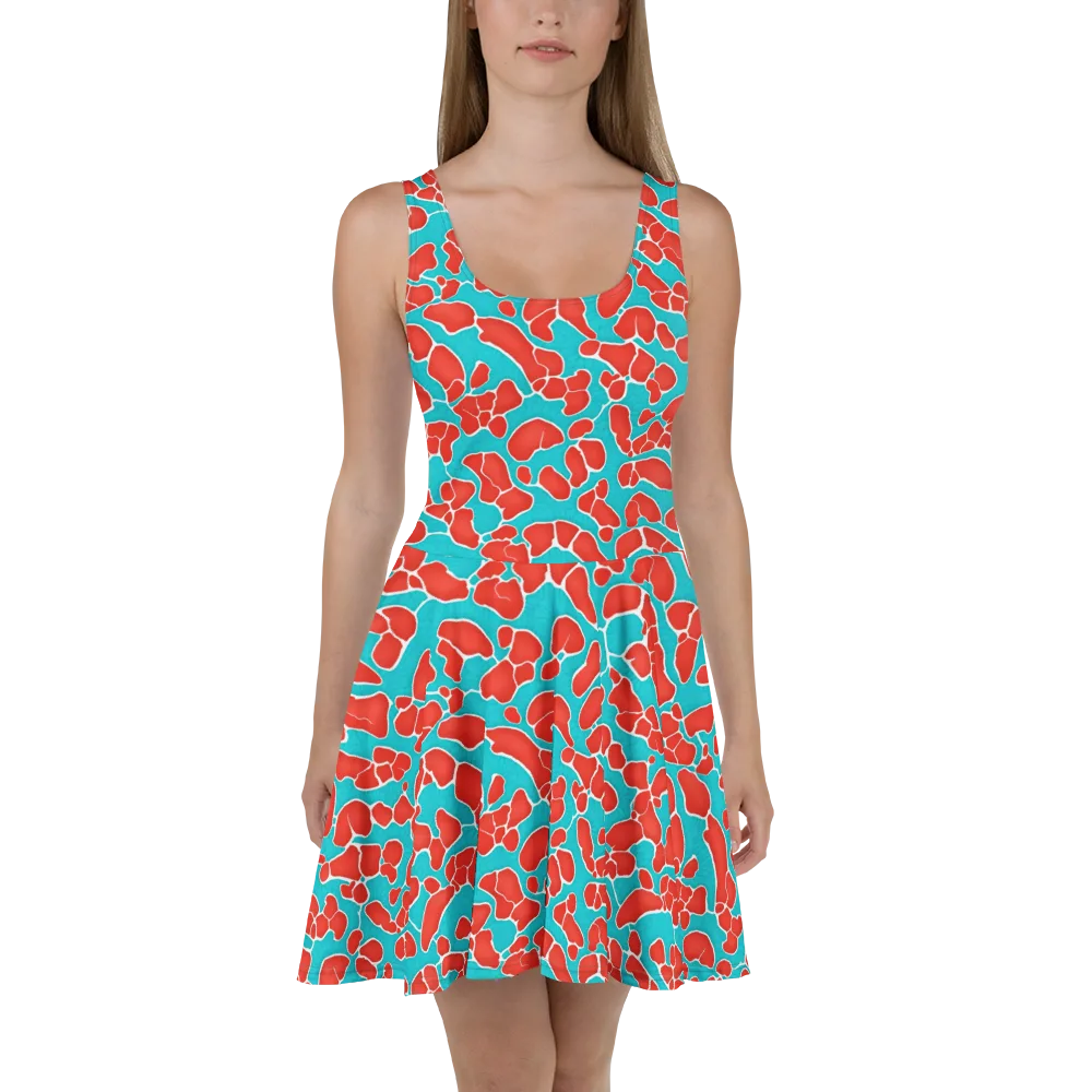 Turquoise Reef on Skater Dress — Front