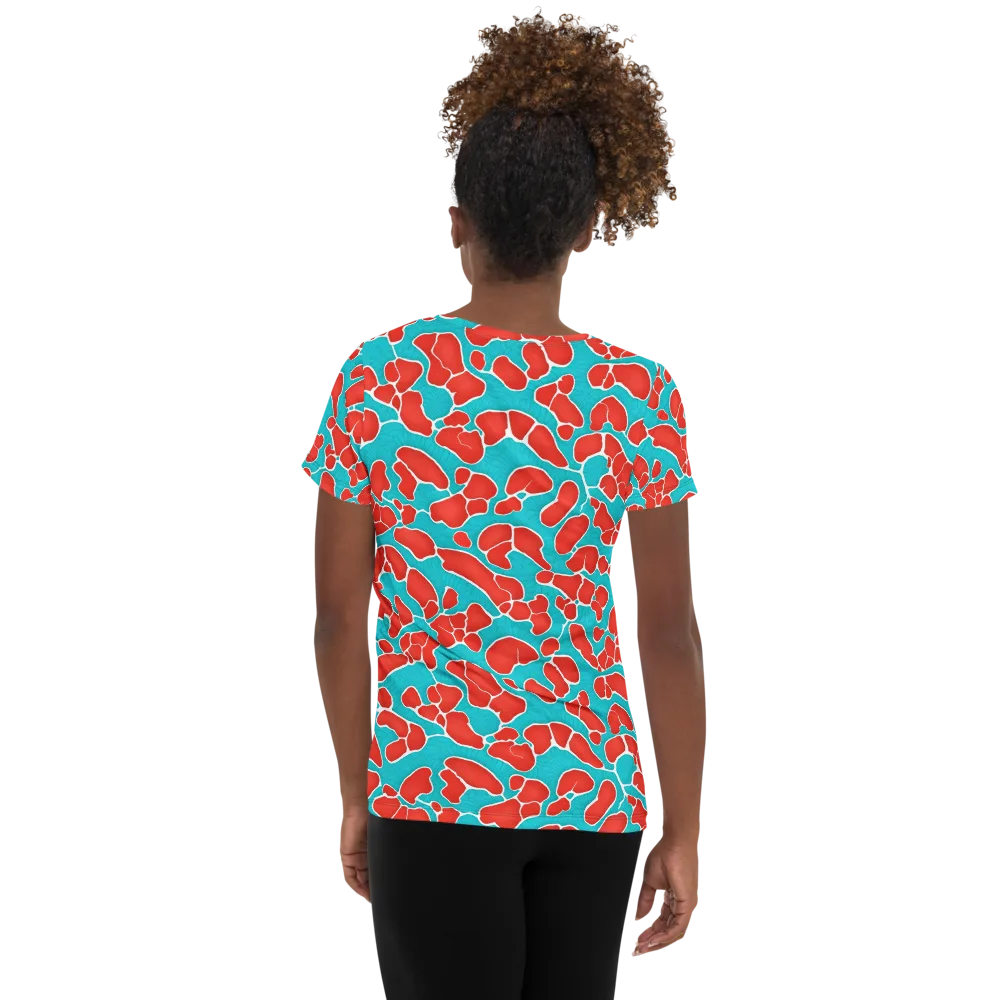Turquoise Reef on Women's Athletic T-Shirt — Back