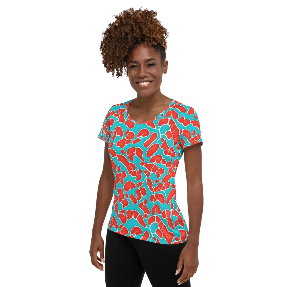Turquoise Reef on Women's Athletic T-Shirt — Left