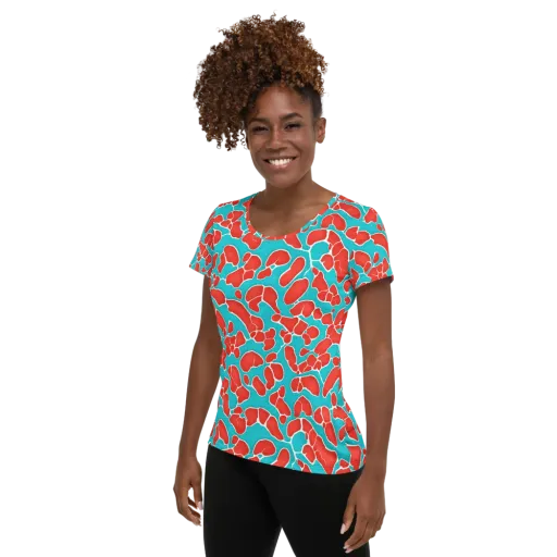 Turquoise Reef on a Women's Athletic T-Shirt