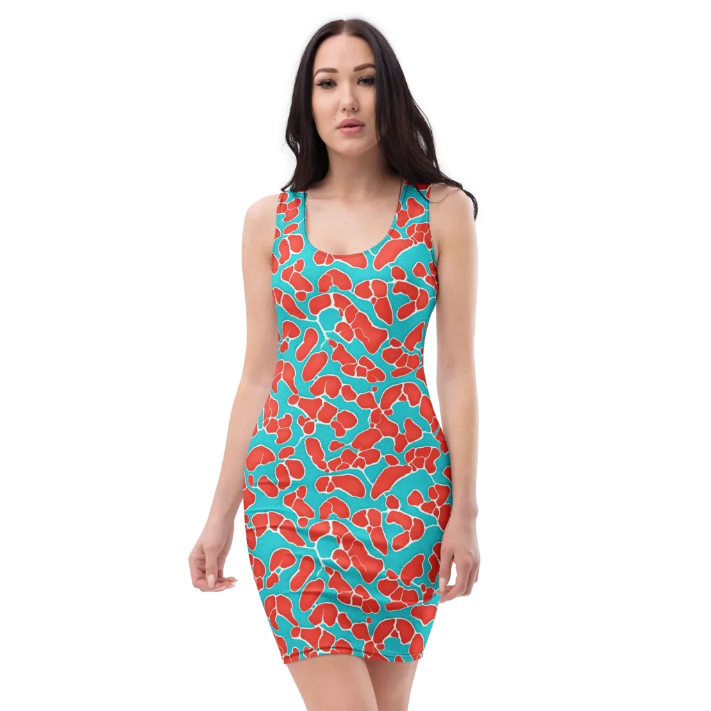 Turquoise Reef on Bodycon Dress — Front