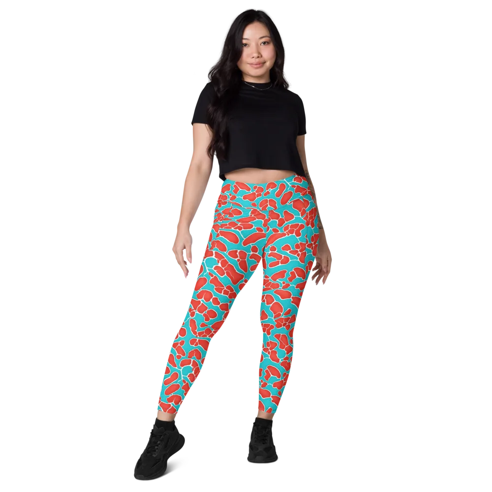 Turquoise Reef on Leggings with Pockets — Front