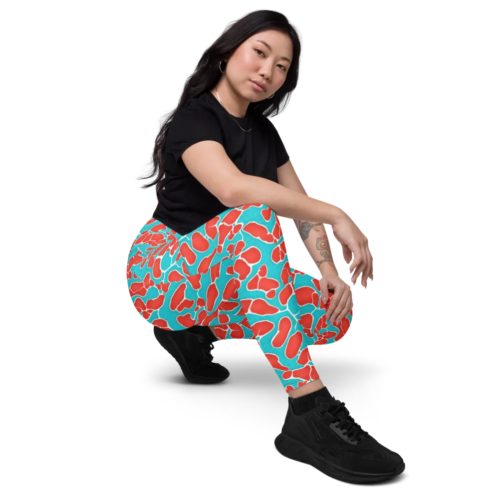 Turquoise Reef on Leggings with Pockets — Right Front