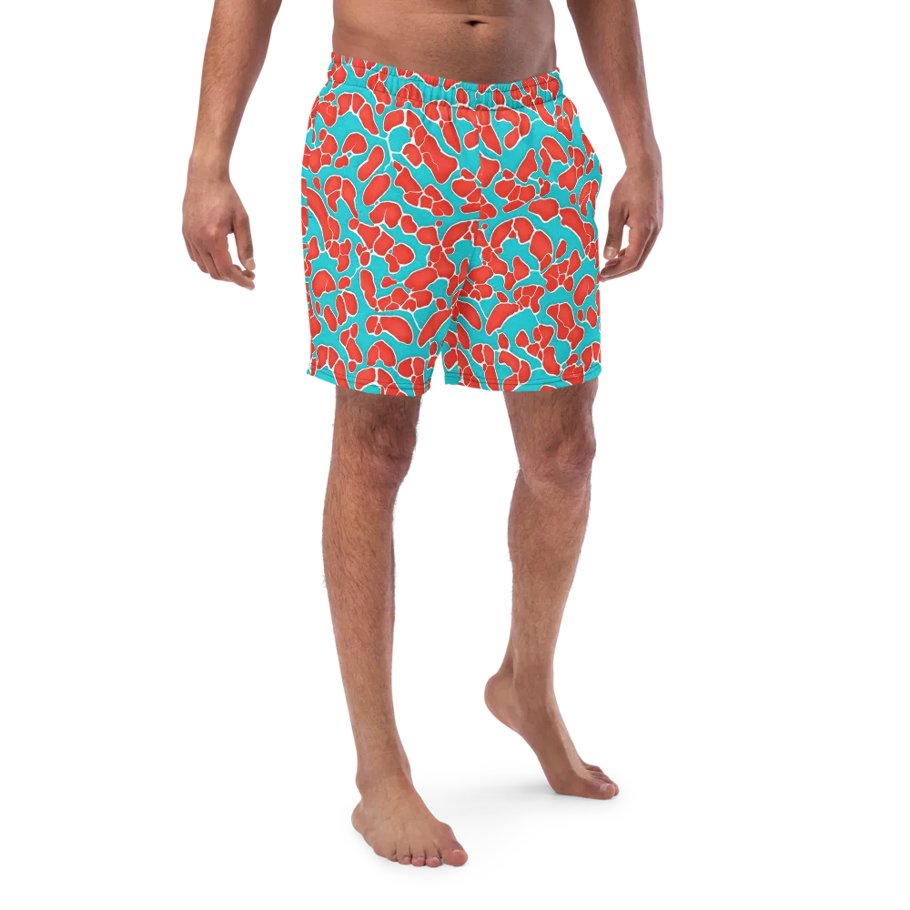 Turquoise Reef on Swim Trunks — Front