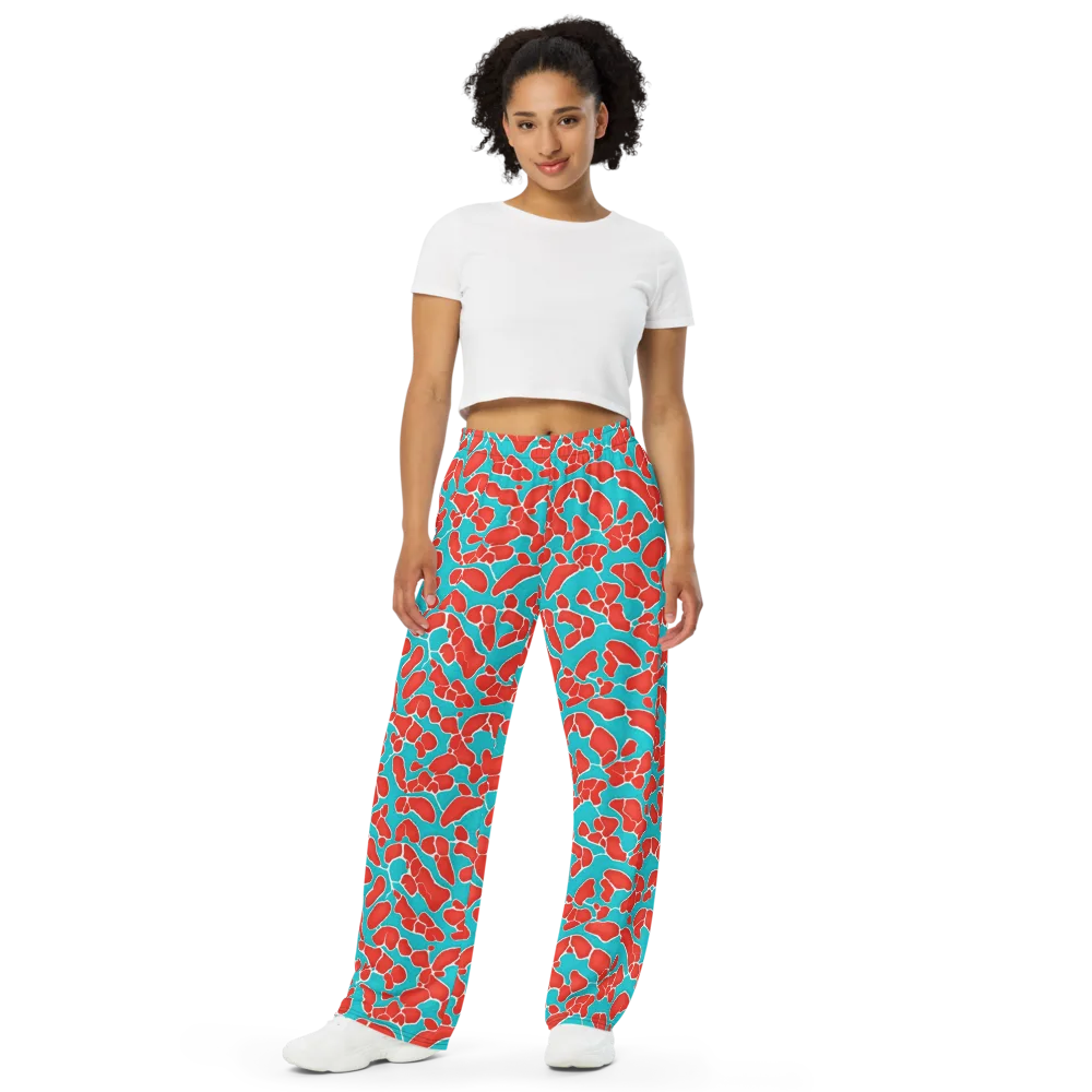 Turquoise Reef on Wide-Leg Pants — Front