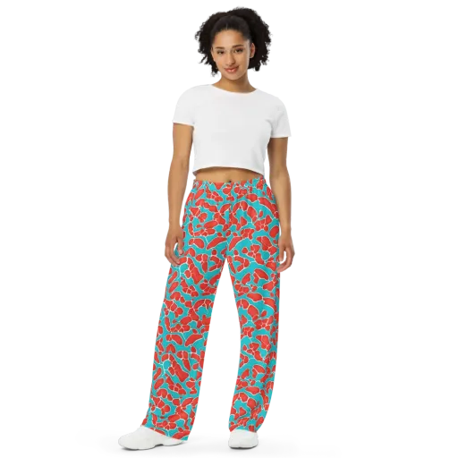 Turquoise Reef on a Wide-Leg Pants