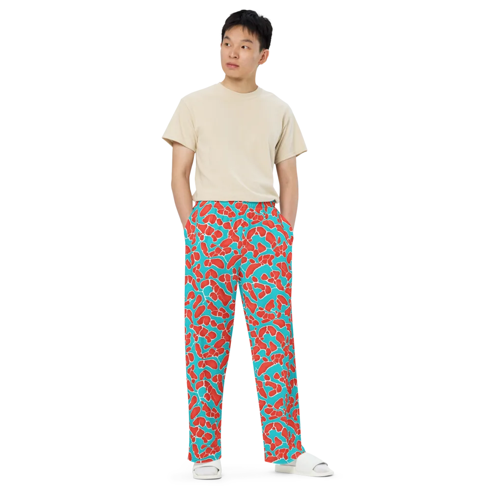 Turquoise Reef on Wide-Leg Pants — Front