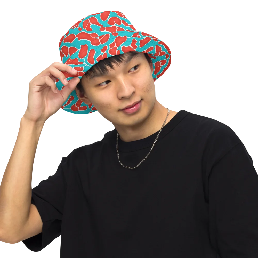 Turquoise Reef on Reversible Bucket Hat — Front Inside