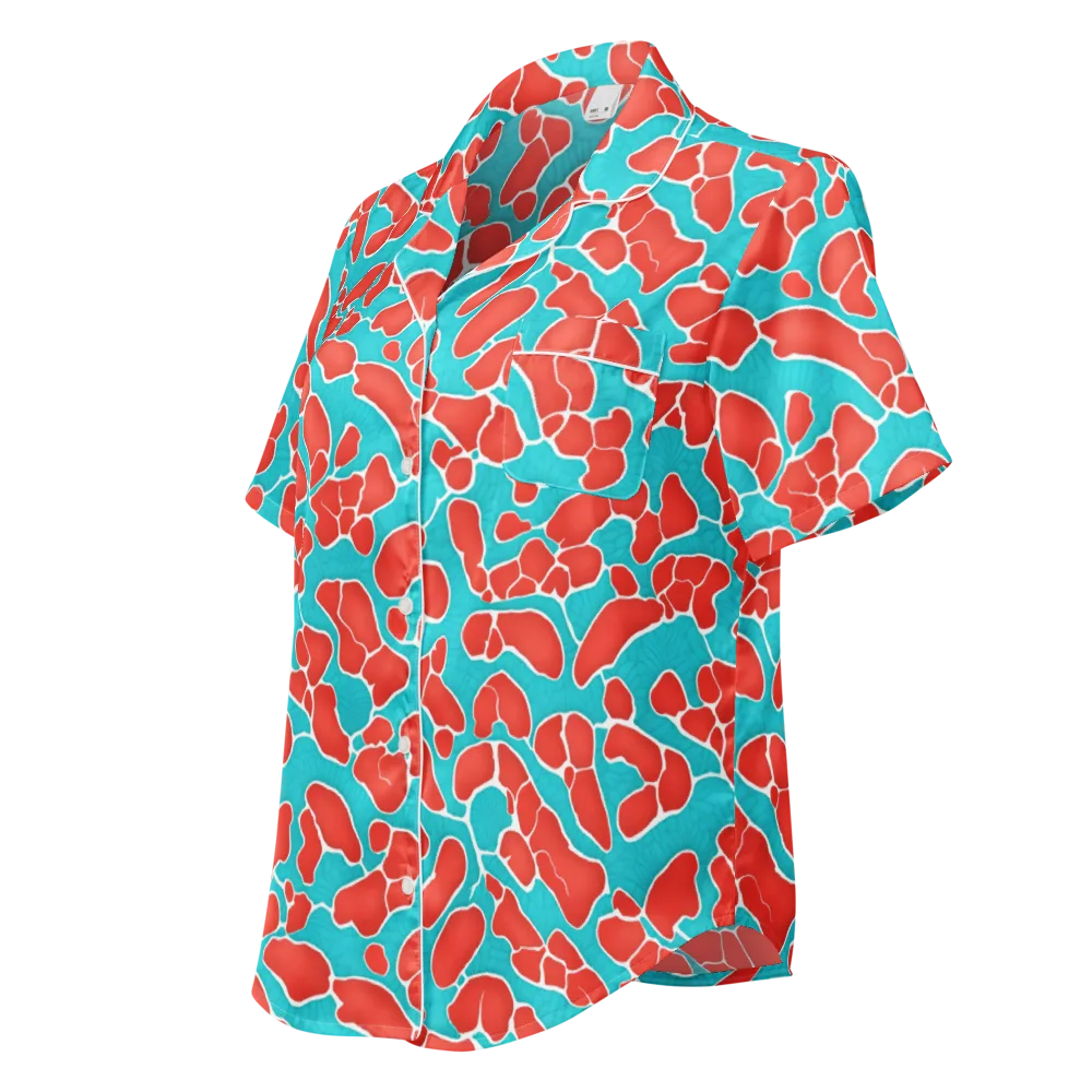 Turquoise Reef on Women's Short Sleeve Pajama Top — Left Front