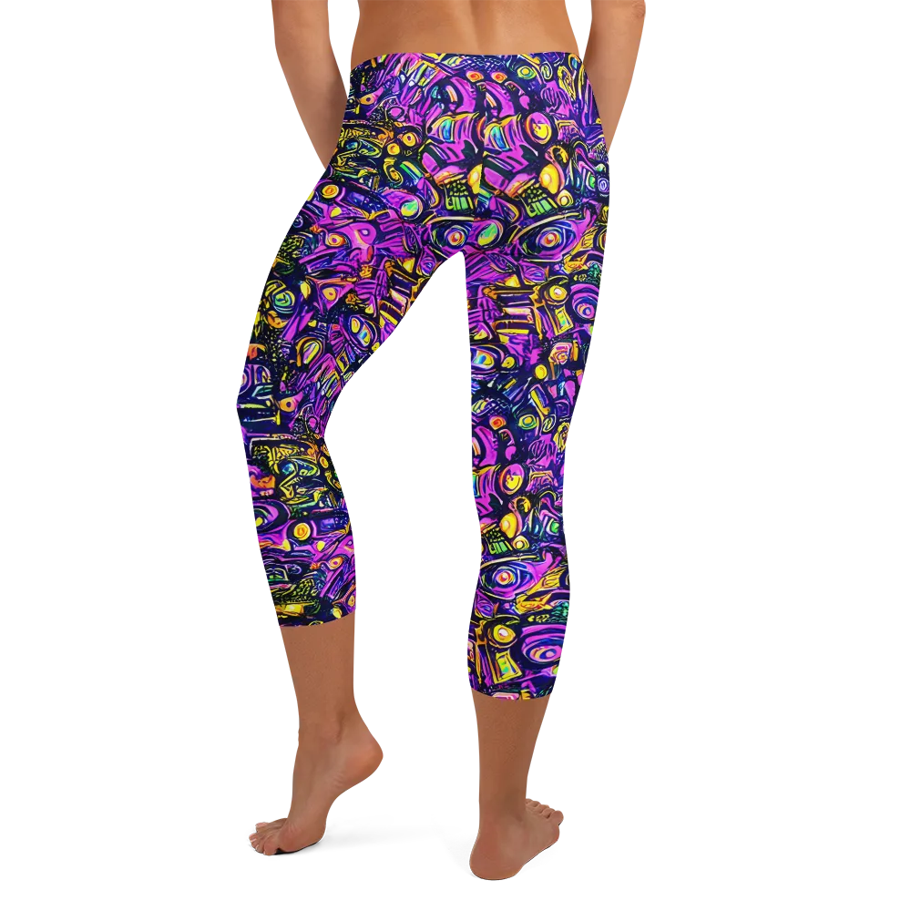 Magenta Voltage on Capri Leggings — Back
