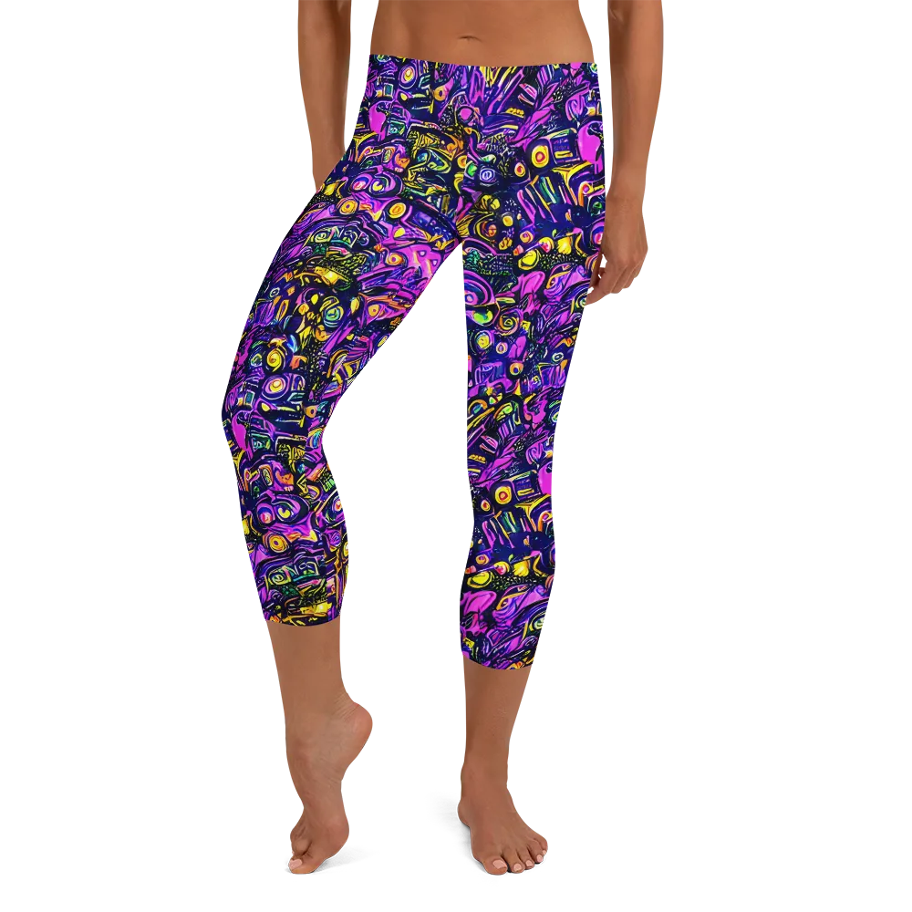 Magenta Voltage on Capri Leggings — Front