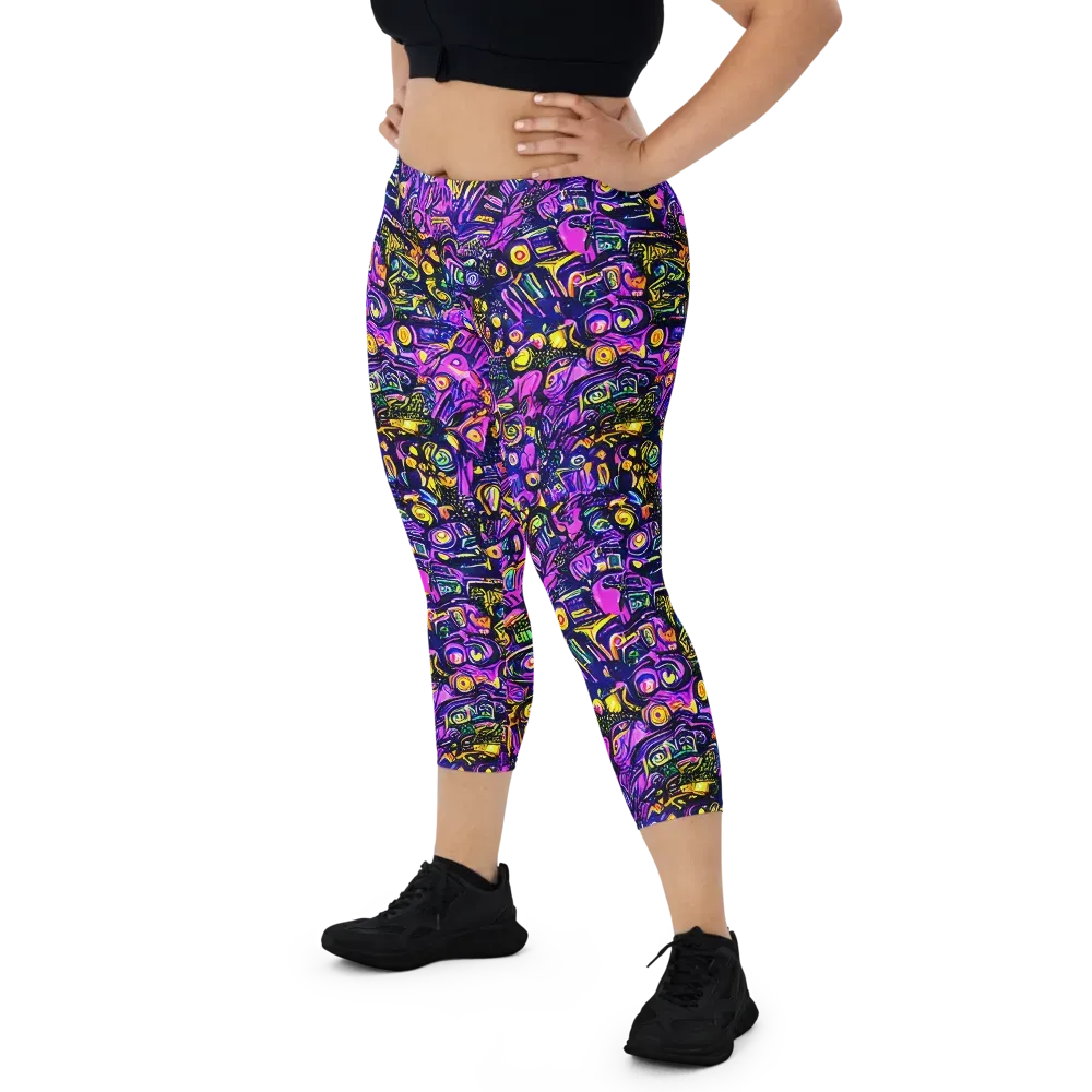 Magenta Voltage on Capri Leggings — Front