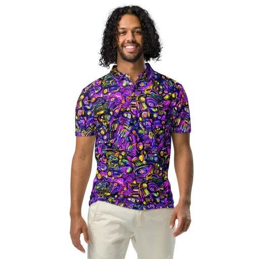 Magenta Voltage on a Men's Slim Fit Polo Shirt