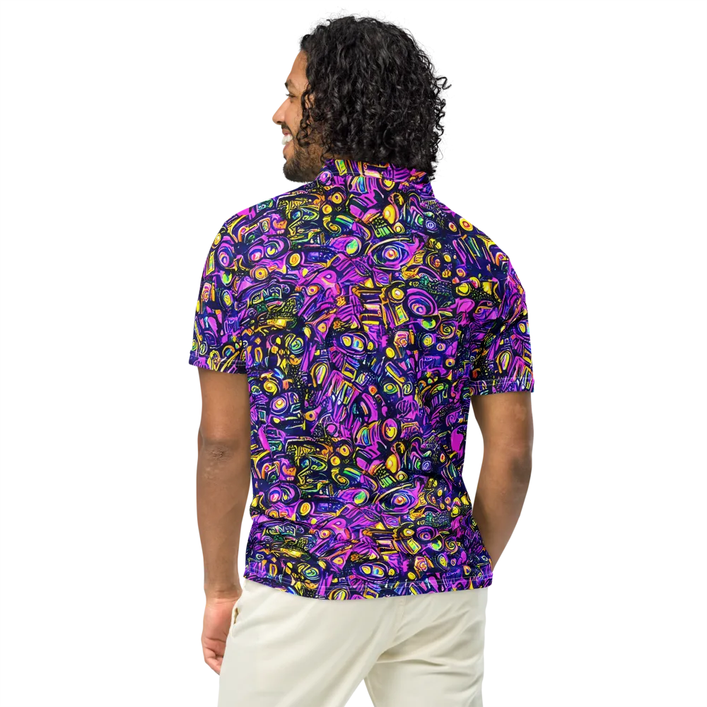 Magenta Voltage on Men's Slim Fit Polo Shirt — Back