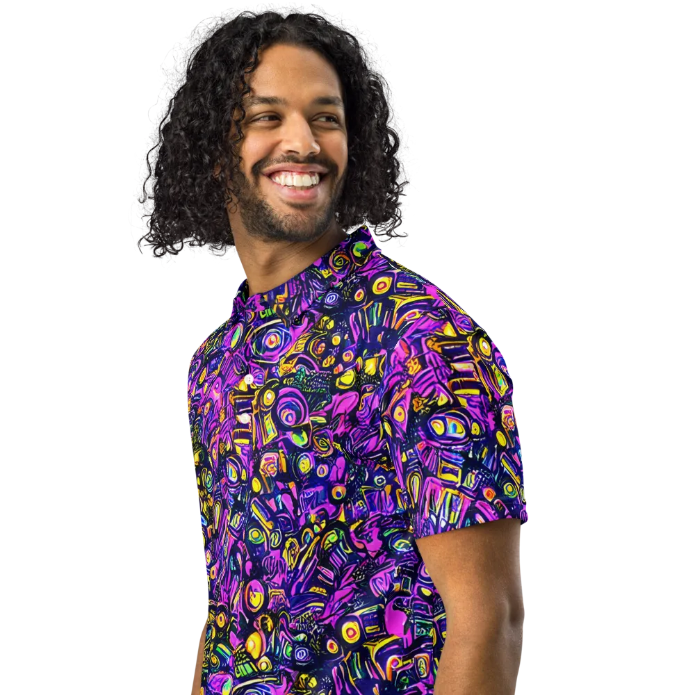 Magenta Voltage on Men's Slim Fit Polo Shirt — Left Front