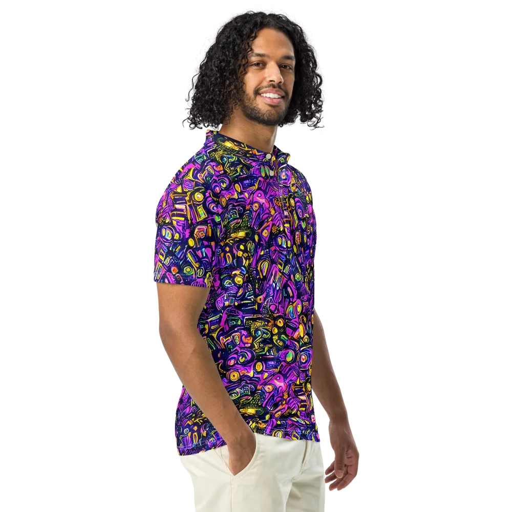 Magenta Voltage on Men's Slim Fit Polo Shirt — Right Front