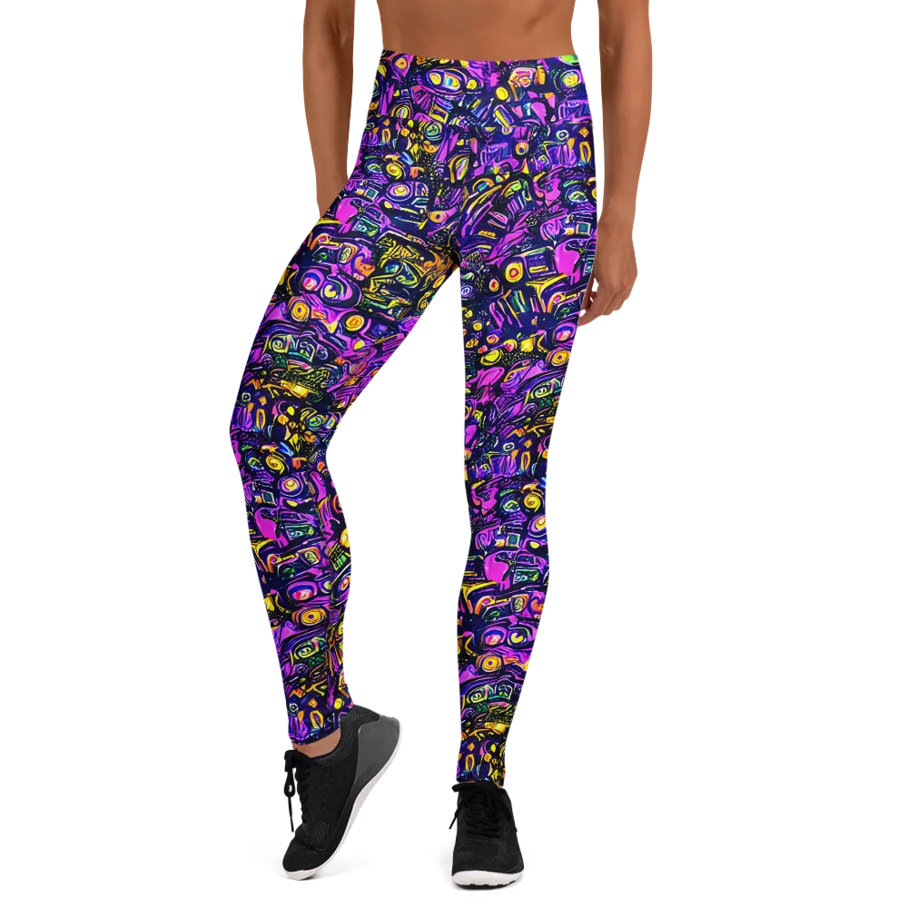 Magenta Voltage on Yoga Leggings — Front