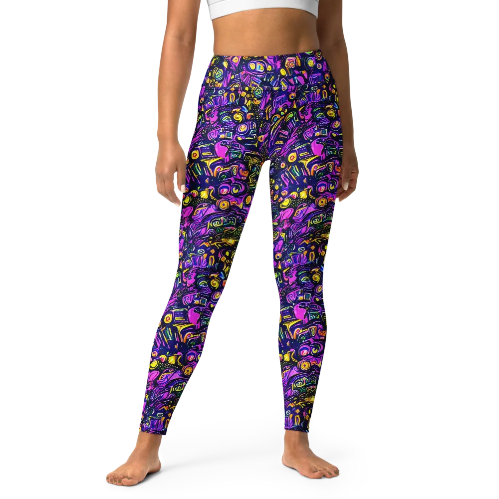 Magenta Voltage on Yoga Leggings — Front
